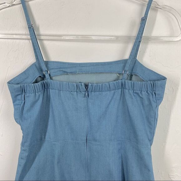 Lulus Blue Chambray Sleeveless Mini Dress Small - Picture 4 of 6